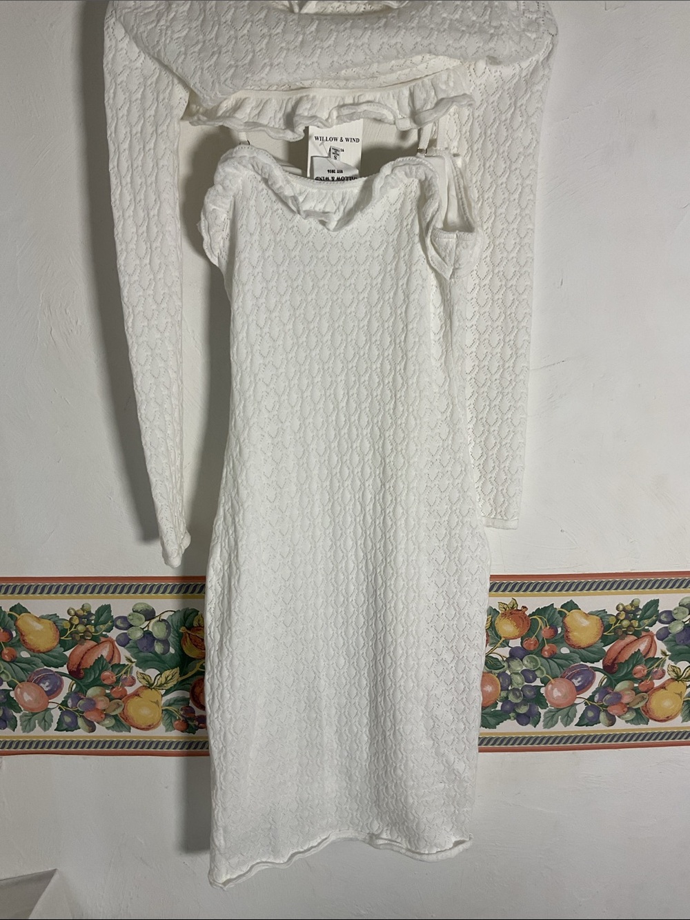 Willow & Wind White Pointelle Knit 2-Piece Dress & Cardigan Set Size S NWT - Picture 5 of 9
